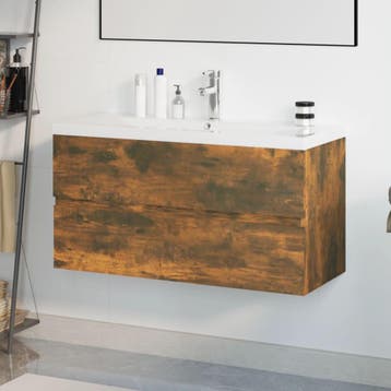 vidaXL Wastafelkast met ingebouwde wasbak bewerkt hout, Verzenden