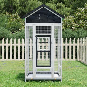 vidaXL Volière 91,5x53x170 cm massief grenenhout grijs, Verzenden