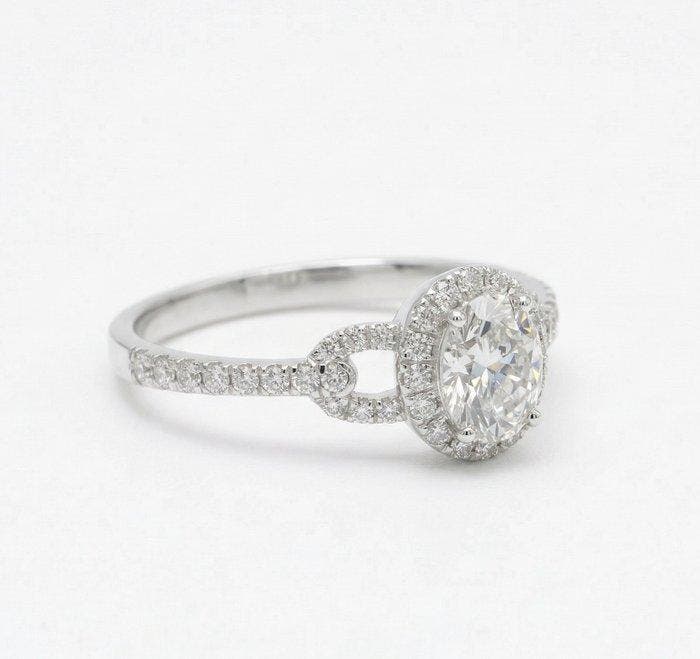 Verlovingsring - 14 karaat Witgoud - 0.74ct. tw. Diamant, Handtassen en Accessoires, Antieke sieraden