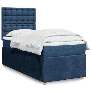 vidaXL Boxspring met matras stof blauw 80x200 cm, Verzenden