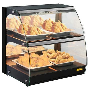Warmhoudvitrine | Zwart | 30°C/90°C | Statisch | 2 Niveaus, Verzenden, Nieuw in verpakking
