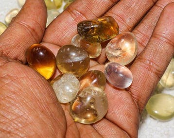 KAMR GEM Natuurlijke Citrien Rookkwarts Getrommelde stenen