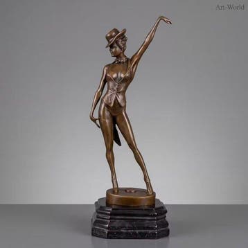 Statue, Exclusief bronzen sculptuur van de “Revue Dancer” -, Antiquités & Art