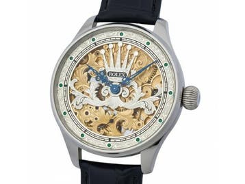 Veiling - Rolex | Uniek Skeleton Marriage Watch met Handgrav