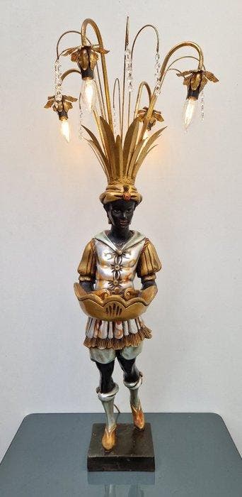 Blackamoor lampenstandaard met vier lichtpunten - Lampadaire