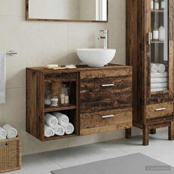 vidaXL Badkamermeubel Set 2 st Oud hout Bewerkt hout, Verzenden