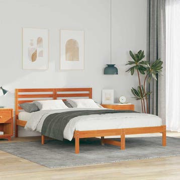 vidaXL Bedframe Wasbruin 140 x 210 cm Massief grenenhout, Verzenden, Nieuw