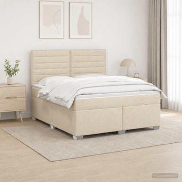 vidaXL Boxspringbed met matras Crèmekleurig 140 x 190 cm, Verzenden