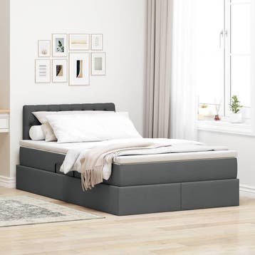 vidaXL LED opbergbed met matras Donkergrijs 120 x 200 cm, Verzenden