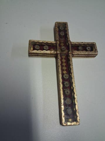 Reliekhouder - Hout, Verguld, Papier, Textiel, Glas -, Antiek en Kunst