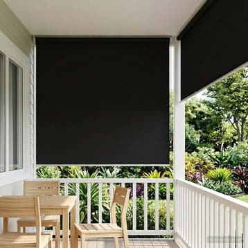 vidaXL Buitenrolgordijn UV-bescherming Zwart 165 x 230 cm (B, Verzenden, Nieuw