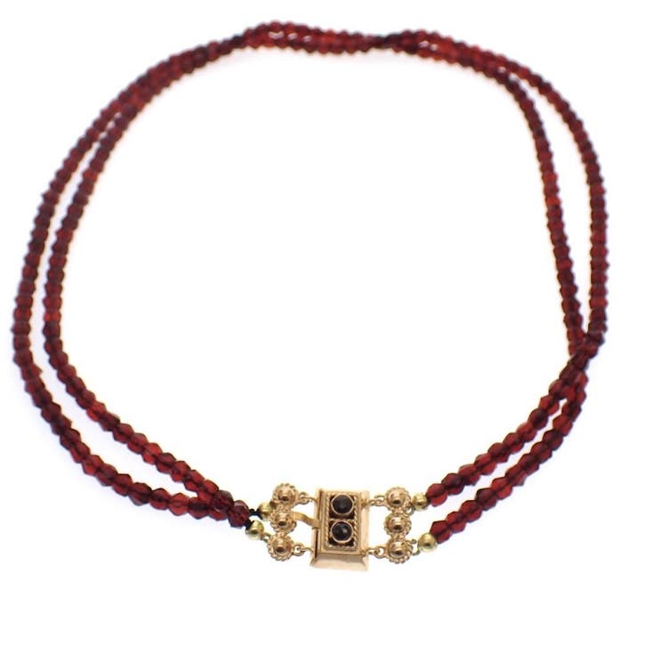 Antiek glaskralen collier met gouden slot (Ketting), Bijoux, Sacs & Beauté, Colliers, Enlèvement ou Envoi