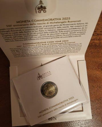 Vaticaan. 2 Euro 2025 Michelangelo (Zonder minimumprijs), Postzegels en Munten