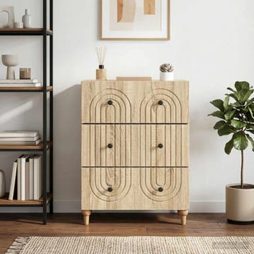 vidaXL Ladekast Sonoma Eiken 66 x 34,5 x 90 cm Bewerkt hout, Verzenden, Nieuw