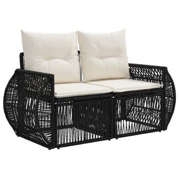 vidaXL Tuin Sofa 2-Aantal zitplaatsen Zwart poly rattan, Verzenden, Nieuw