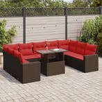vidaXL 10-delige tuinbankset met kussens, bruin polyrotan en, Verzenden, Nieuw