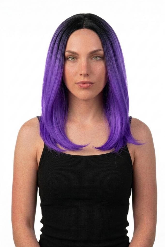 KIMU® Luxe Paars Zwarte Pruik Curtain Bangs Pony Schouderlen, Vêtements | Femmes, Costumes de carnaval & Vêtements de fête, Enlèvement ou Envoi