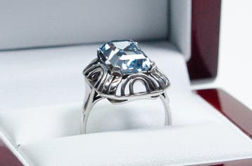 - Art Deco - 925 zilver - blauwe spinel - Ring
