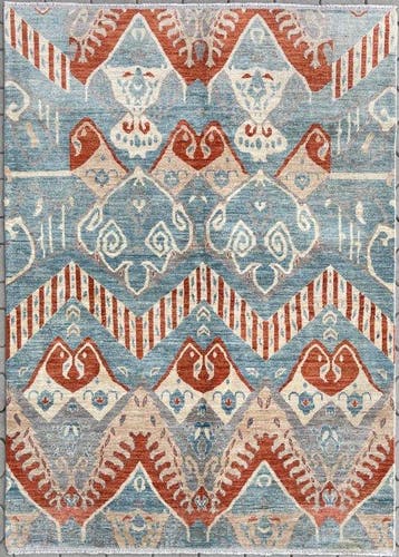 Afghaan Art deco design ( unused ) - handgeknoopt - wol -