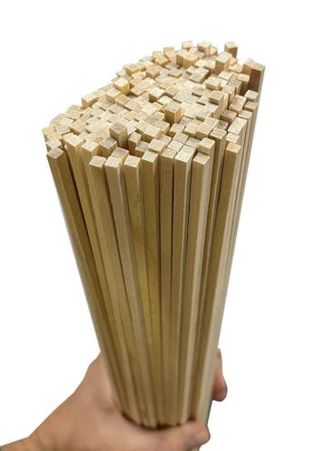 Set van 200 houten stokjes (vierkant, 4,0x4,0 mm, 38 cm len, Verzenden