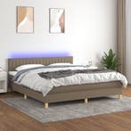 vidaXL Boxspring met matras en LED stof taupe 160x200 cm, Verzenden