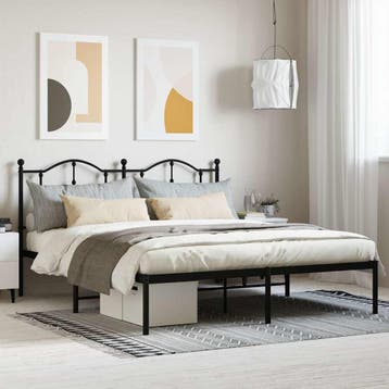 vidaXL Bedframe met hoofdbord metaal zwart 180x200 cm, Huis en Inrichting, Slaapkamer | Bedden, Verzenden, Nieuw
