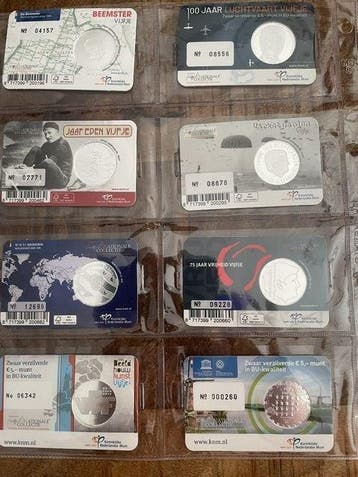 Nederland - 22 Nederlandse vijfjes en 2 tientjes BU, Timbres & Monnaies