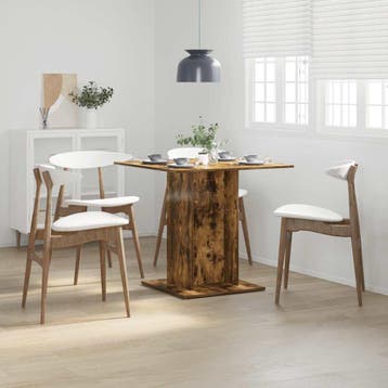 vidaXL Eettafel 80x80x75 cm bewerkt hout gerookt eiken, Huis en Inrichting, Verzenden, Nieuw
