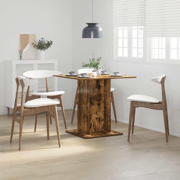 vidaXL Eettafel 80x80x75 cm bewerkt hout gerookt eiken, Huis en Inrichting, Tafels | Eettafels, Nieuw, Verzenden