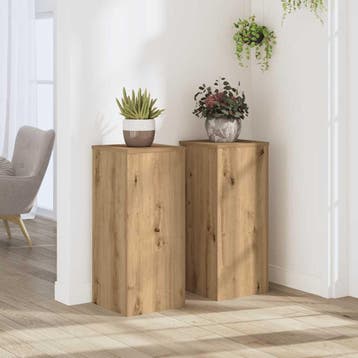 vidaXL Plantenstandaards 2 st 30x30x70 cm hout artisanaal, Verzenden