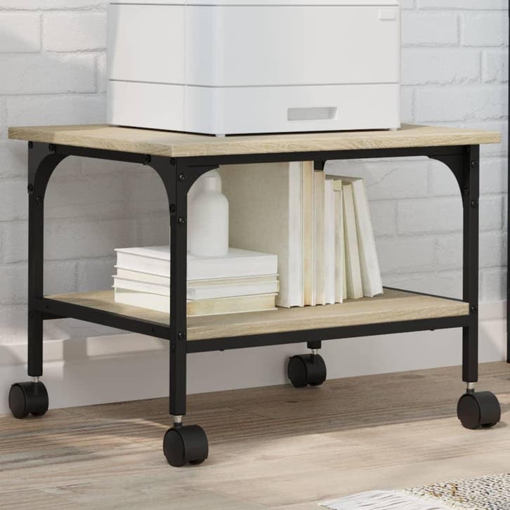 vidaXL Printerkastje 2-laags 50x40x38 cm bewerkt hout sonoma, Computers en Software, Printers, Nieuw, Verzenden