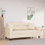 vidaXL Tweezitsbank met kussens 140 cm microvezelstof beige, Verzenden, Nieuw