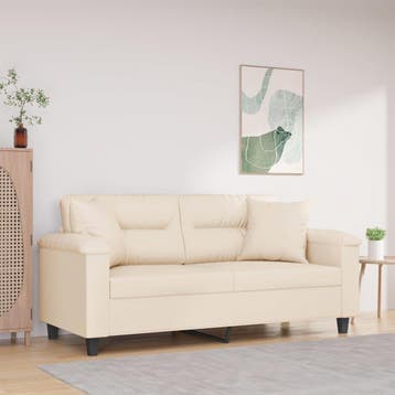 vidaXL Tweezitsbank met kussens 140 cm microvezelstof beige, Verzenden, Nieuw