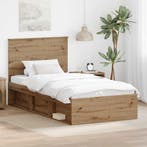vidaXL Bedframe Ambachtelijk Eiken 100 x 200 cm Massief, Verzenden, Nieuw