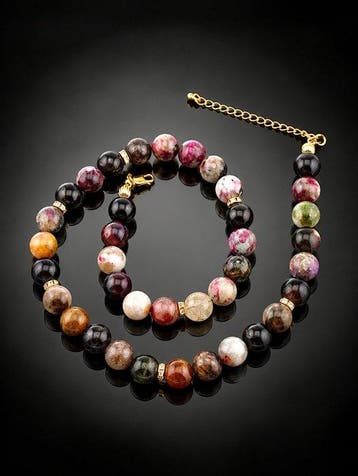 Zwarte paarse toermalijn ketting - 925 sterlingzilver, Verzamelen