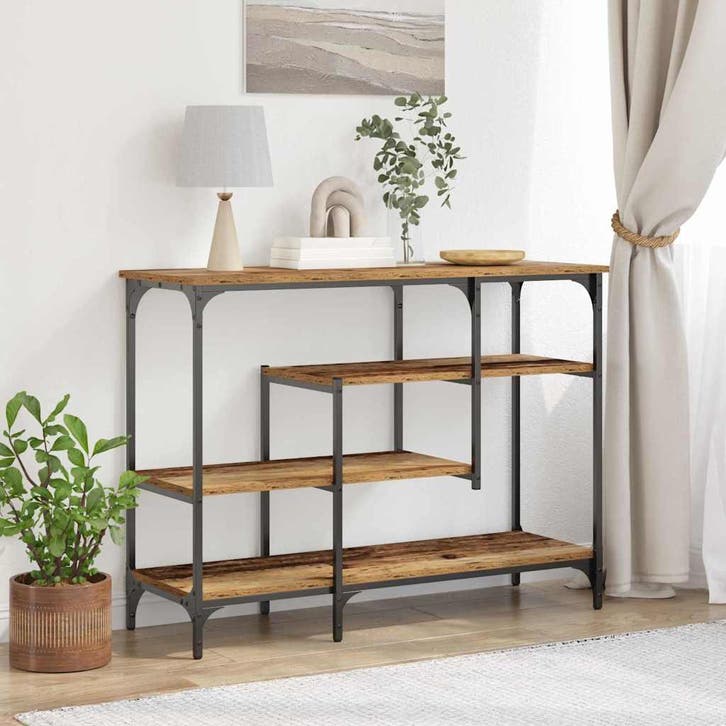 vidaXL Console Tafel met plank met opslag Oud hout 100 x 35, Huis en Inrichting, Tafels | Bijzettafels, Nieuw, Verzenden