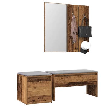 vidaXL Halmeubelset bewerkt hout oud houtkleurig, Huis en Inrichting, Overige Huis en Inrichting, Verzenden, Nieuw