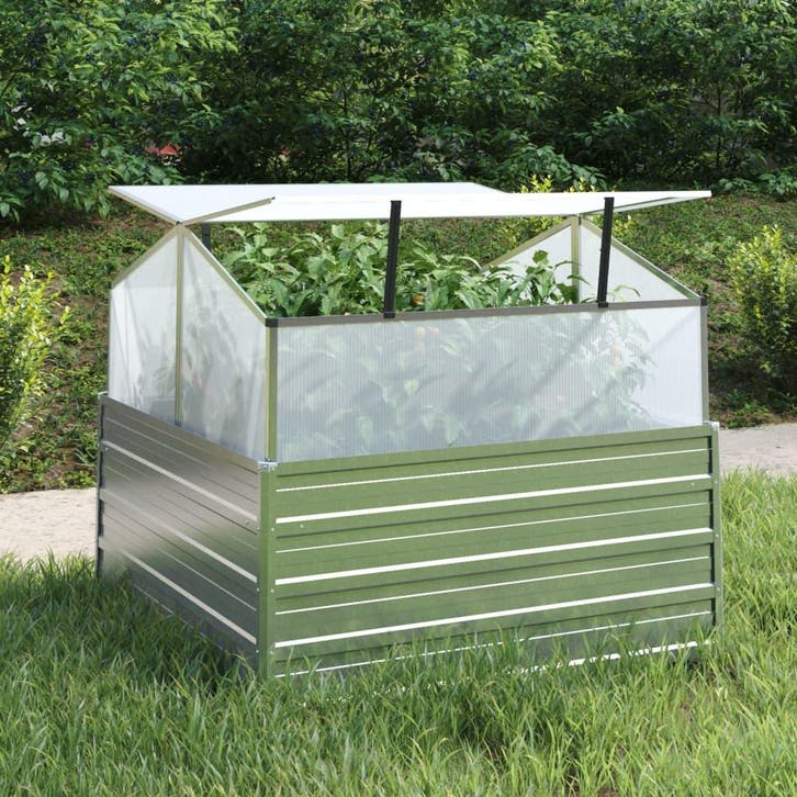 vidaXL Plantenbak met kas verhoogd 100x100x85 cm, Tuin en Terras, Bloempotten, Nieuw, Verzenden