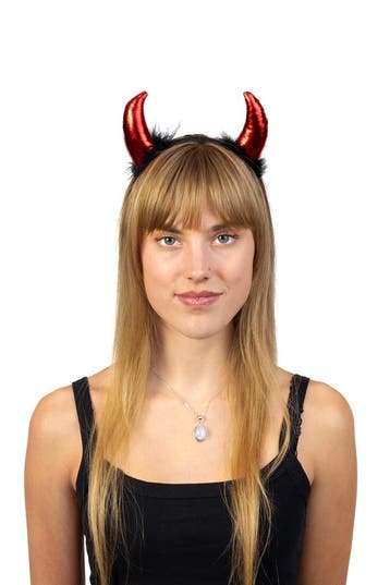Haarband Hoorns Rood Zwart Dons Duivel Diadeem Halloween Dui, Ophalen of Verzenden