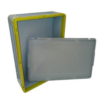 Stapelbak met deksel 600x400x145 mm euronorm grijs groen, Ophalen of Verzenden