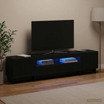 vidaXL 5-delige LED TV-kast Zwart Bewerkt hout, Verzenden