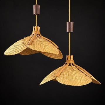 Plafonnier (2) - Rotin - lampes éventail