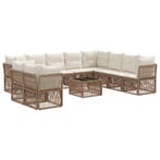vidaXL Tuinbank Set 11 pcs Beige poly rattan, Verzenden