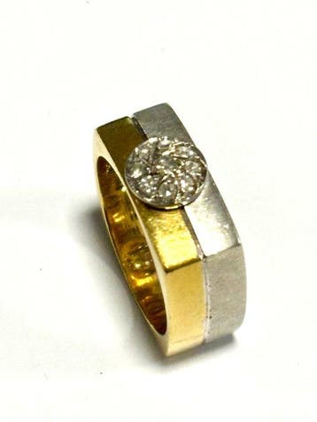 Bague - 18 carats Or jaune, Or blanc Diamant (Naturelle)