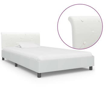 vidaXL Bedframe kunstleer wit 90x200 cm, Verzenden