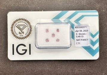 5 pcs Diamant (Natuurlijk gekleurd) - 0.46 ct - Cushion -, Bijoux, Sacs & Beauté, Pierres précieuses