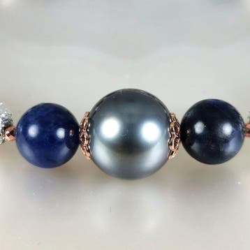Bracelet Argent Perle - Pierres précieuses variées - Tahiti