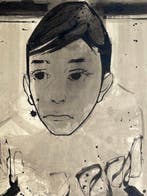 Yves Ganne (1931-2019) - Portrait de Pierrot . (Vendu sans, Antiek en Kunst