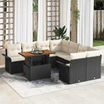 vidaXL Tuinbank Set met opslag 9 pcs Zwart Poly rattan, Verzenden, Nieuw