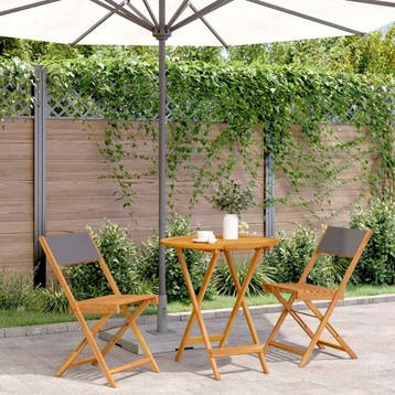 vidaXL 3-delige Bistroset stof en massief hout, Verzenden
